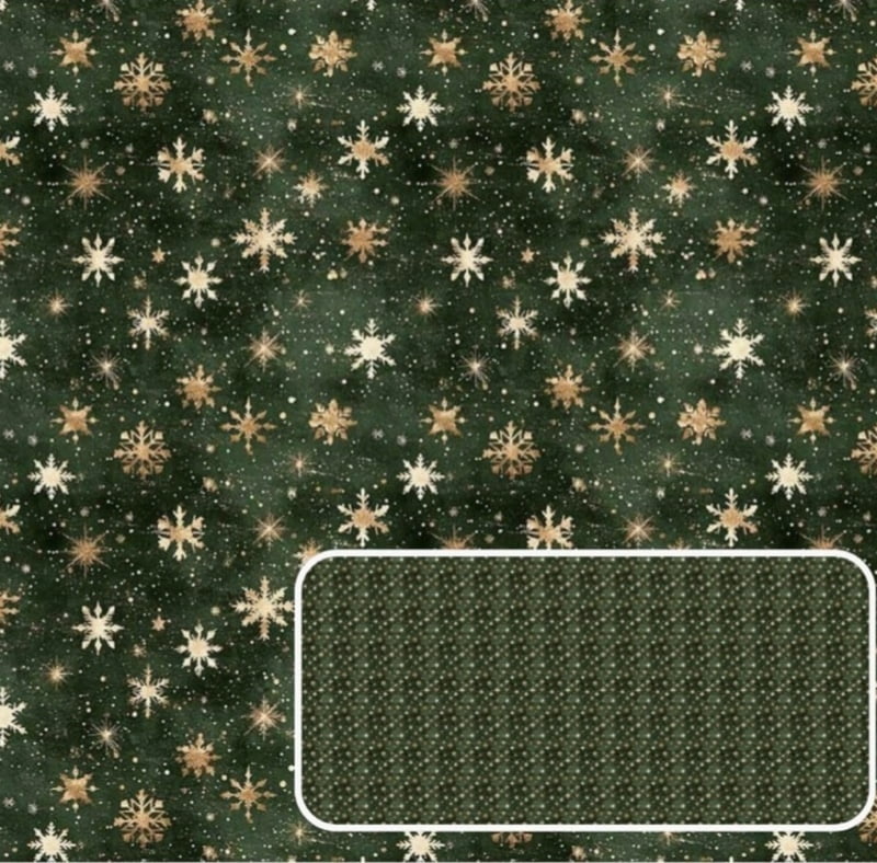 Tricoline estampa digital flocos fundo verde