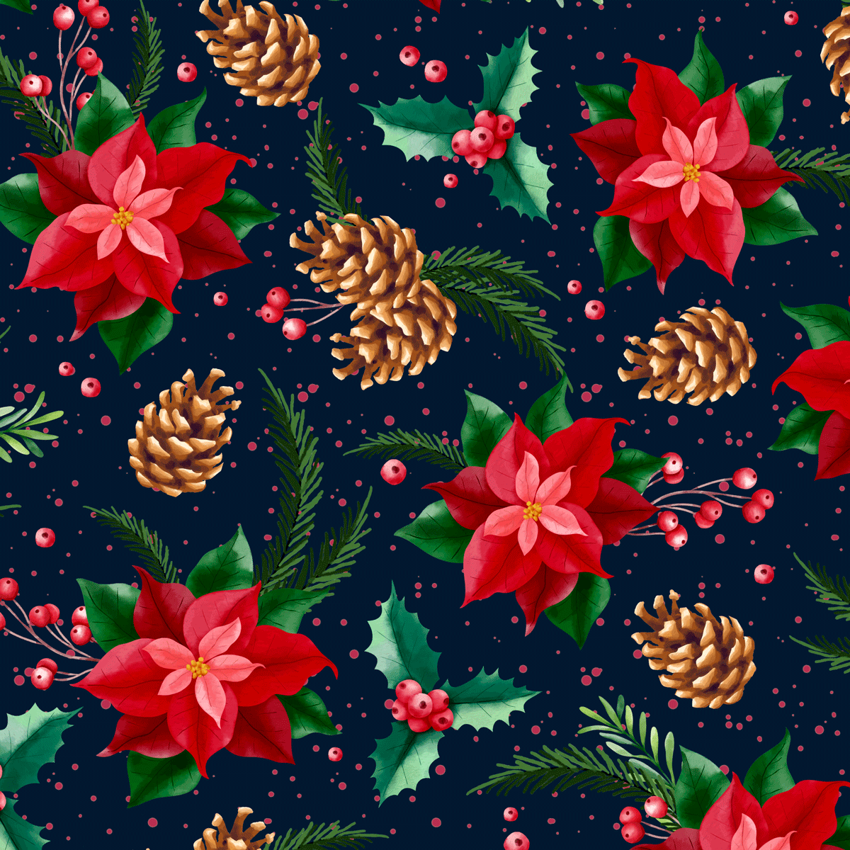 Tricoline Estampa digital - Coleção NATAL - FLORES DE NATAL