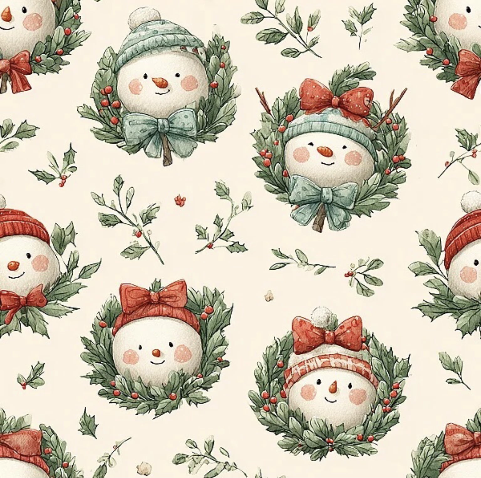 Tricoline estampa digital natal retrô boneco de neve