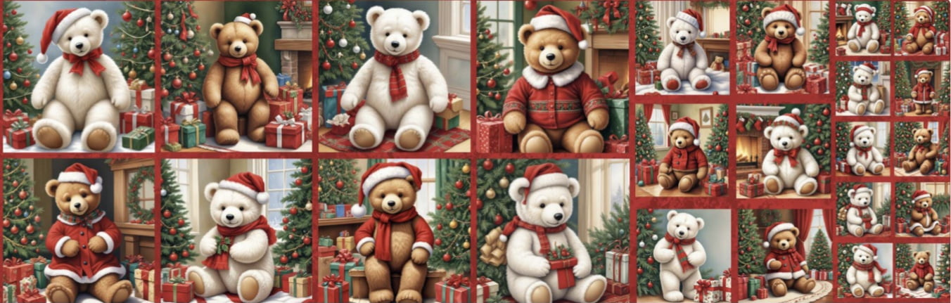 Tricoline estampa digital painel ursos de natal 
