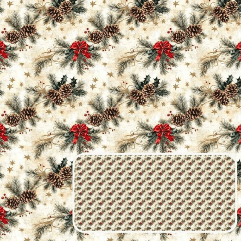 Tricoline estampa digital pinha e laços