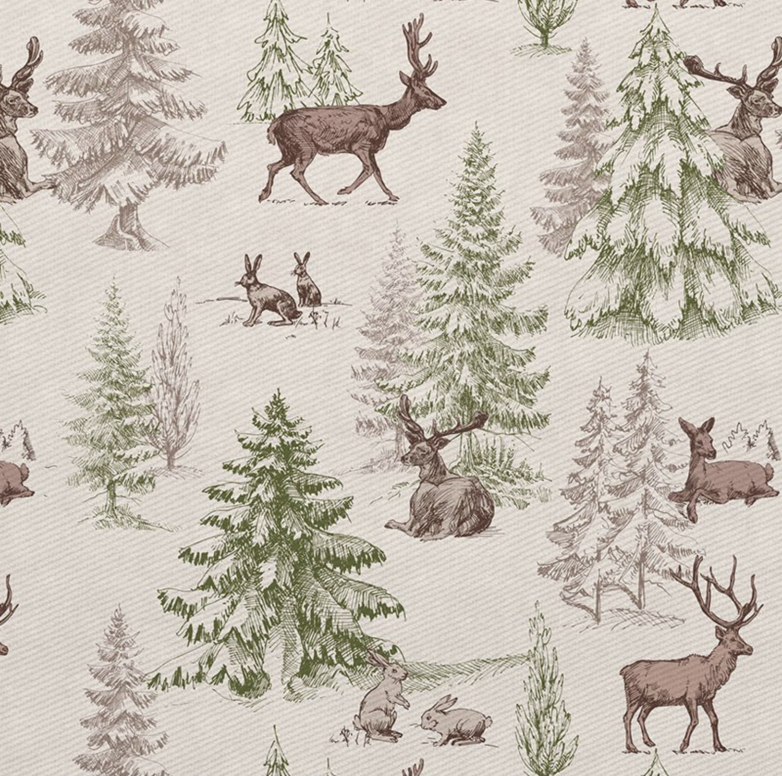 Sarja estampa digital pinheiros e renas