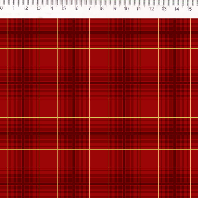 Tricoline estampado xadrez natal médio vermelho 