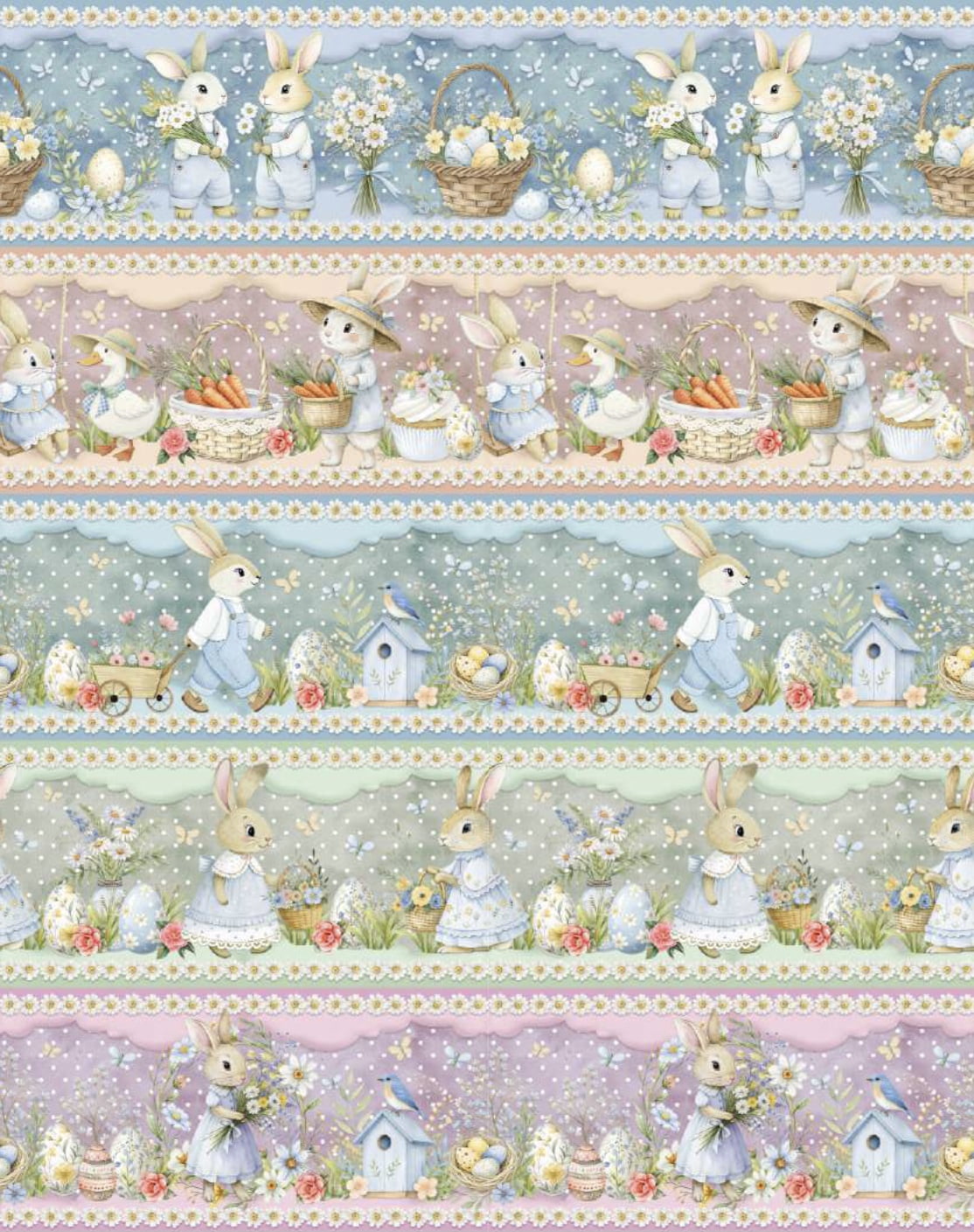 Tricoline estampa digital barrado cut bunny - CORTES 0,55m x 1,50m 