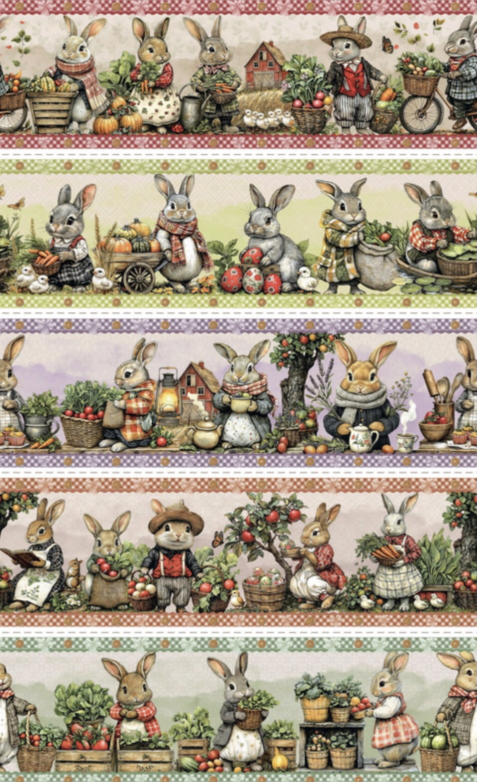 Tricoline estampa digital barrado fazenda dos coelhos - CORTES 0,55m x 1,50m 