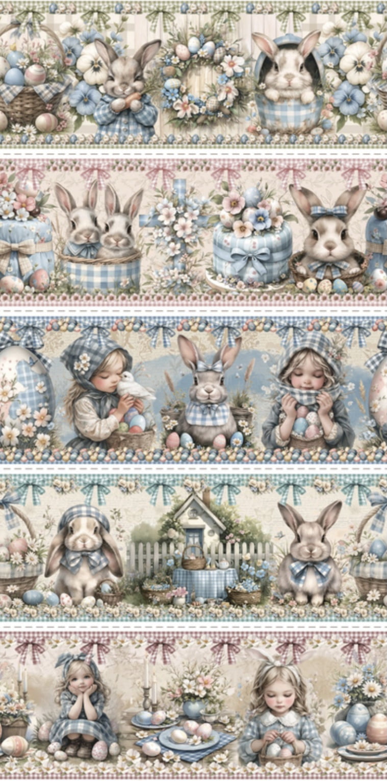 Tricoline estampa digital barrado Páscoa singela - CORTES 0,55m x 1,50m 