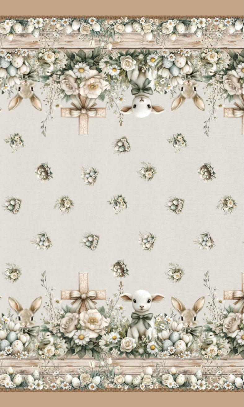 Tricoline estampa digital toalha de mesa Páscoa religiosa 