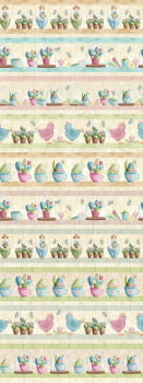 Tricoline estampa digital barrado garden - CORTES 0,55m x 1,50m