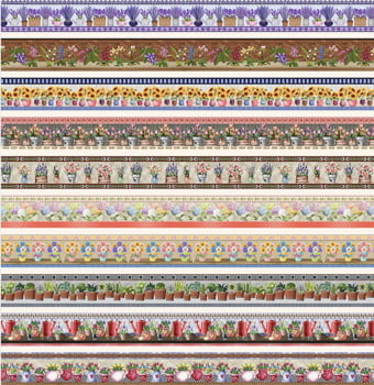 Tricoline estampa digital barrado vasinhos - CORTES 0,55m x 1,50m