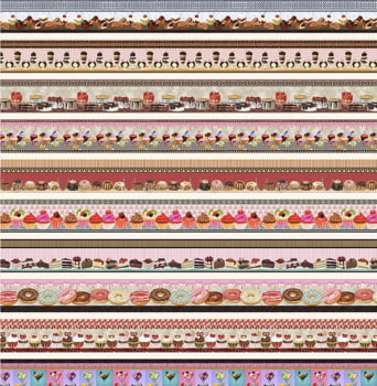 Tricoline estampa digital barrado doces - CORTES 0,55m x 1,50m