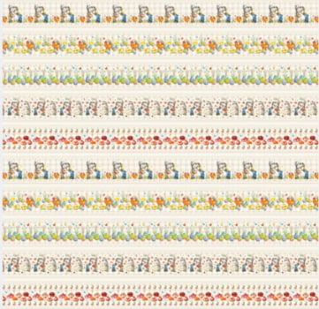 Tricoline estampa digital barrado casal de coelhos  - CORTES 0,55m x 1,50m