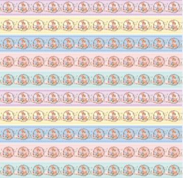 Tricoline estampa digital barrado coelhos com cenoura  - CORTES 0,55m x 1,50m