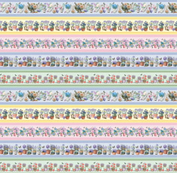 Tricoline estampa digital barrado flores com xadrez  - CORTES 0,55m x 1,50m