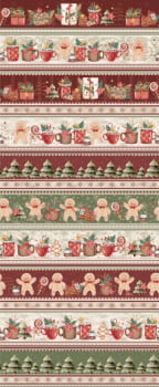 Tricoline estampa digital barrado gingerbread  - CORTES 0,55m x 1,50m