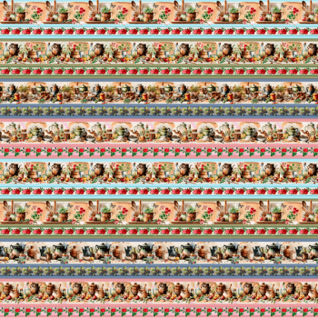 Tricoline estampa digital barrado cozinha rústica - CORTES 0,55m x 1,50m