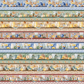 Tricoline estampa digital barrado cozinha básica  - CORTES 0,55m x 1,50m