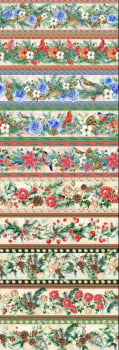 Tricoline estampa digital barrado rosas de natal  - CORTES 0,55m x 1,50m