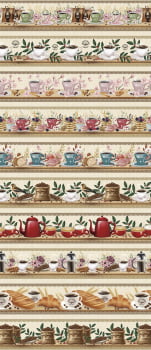 Tricoline estampa digital barrado cantinho do café  - CORTES 0,55m x 1,50m