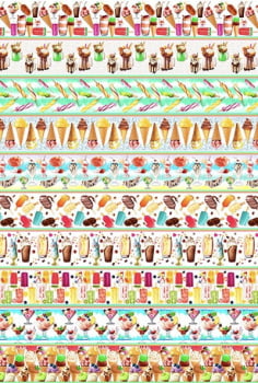 Tricoline estampa digital barrado ice cream - CORTES 0,55m x 1,50m