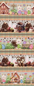 Tricoline estampa digital barrado candy rabbit  - CORTES 0,55m x 1,50m