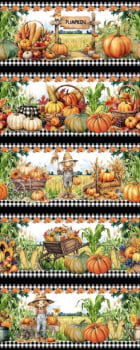 Tricoline estampa digital barrado pumpkins  - CORTES 0,55m x 1,50m
