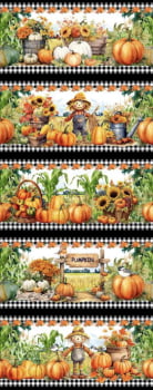 Tricoline estampa digital barrado pumpkins  - CORTES 0,55m x 1,50m