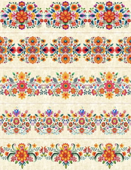 Tricoline estampa digital barrado flores mexicanas - Dica para toalhas de banho 