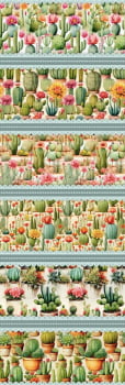 Tricoline estampa digital barrado cactos  - CORTES 0,55m x 1,50m 