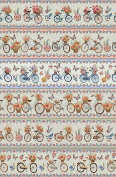 Tricoline estampa digital barrado bicicletas  - CORTES 0,55m x 1,50m 