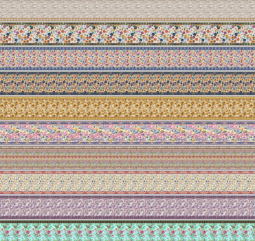 Tricoline estampa digital barrado crochê  - CORTES 0,55m x 1,50m 