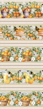Tricoline estampa digital barrado laranjas  - CORTES 0,55m x 1,50m