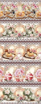 Tricoline estampa digital barrado chá delicioso  - CORTES 0,55m x 1,50m