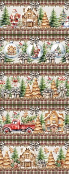 Tricoline estampa digital barrado vila de natal  - CORTES 0,55m x 1,50m