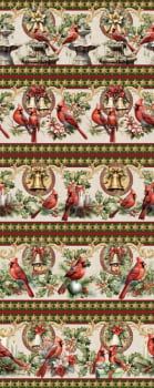 Tricoline estampa digital barrado cardeal de natal  - CORTES 0,55m x 1,50m