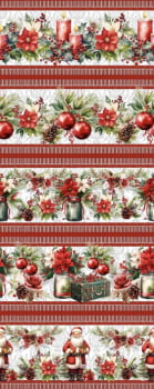 Tricoline estampa digital barrado decoração de natal  - CORTES 0,55m x 1,50m