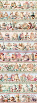 Tricoline estampa digital barrado bakery - CORTES 0,55m x 1,50m