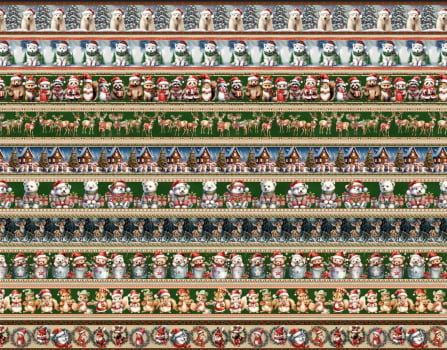 Tricoline estampa digital barrado bichinhos de natal  - CORTES 0,55m x 1,50m