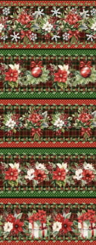 Tricoline estampa digital barrado flor de natal  - CORTES 0,55m x 1,50m