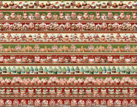 Tricoline estampa digital barrado doces natalinos - CORTES 0,55m x 1,50m