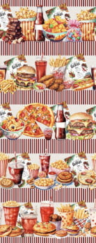 Tricoline estampa digital barrado food - CORTES 0,55m x 1,50m