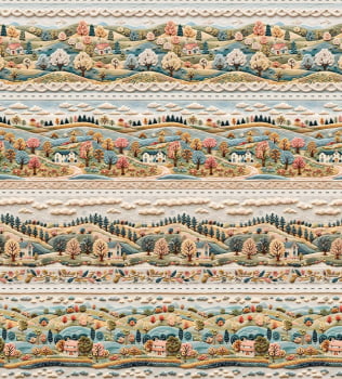 Tricoline estampa digital barrado paisagem  - CORTES 0,55m x 1,50m