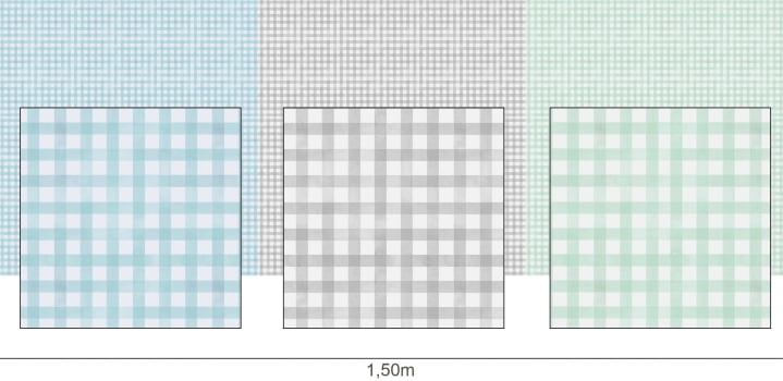Tricoline estampa digital barrado xadrez verde, azul e cinza  - CORTES 0,55m x 1,50m