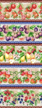 Tricoline estampa digital barrado frutas alegres 