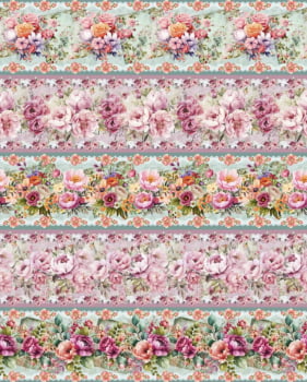 Tricoline estampa digital barrado floral colorido  - Dica para toalhas de banho 