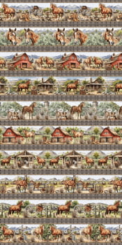 Tricoline estampa digital barrado vida de cowboy  - CORTES 0,55m x 1,50m