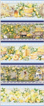 Tricoline estampa digital barrado limão siciliano  - CORTES 0,55m x 1,50m