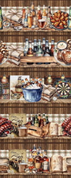 Tricoline estampa digital barrado happy hour  - CORTES 0,55m x 1,50m