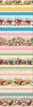 Tricoline estampa digital barrado frutas coloridas  - CORTES 0,55m x 1,50m