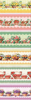 Tricoline estampa digital barrado frutas alegres