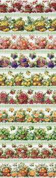Tricoline estampa digital barrado cestas de frutas  - CORTES 0,55m x 1,50m